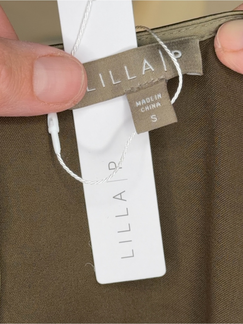 Lilla P Olive Satin Short-Sleeve Blouse - Picture 11 of 12